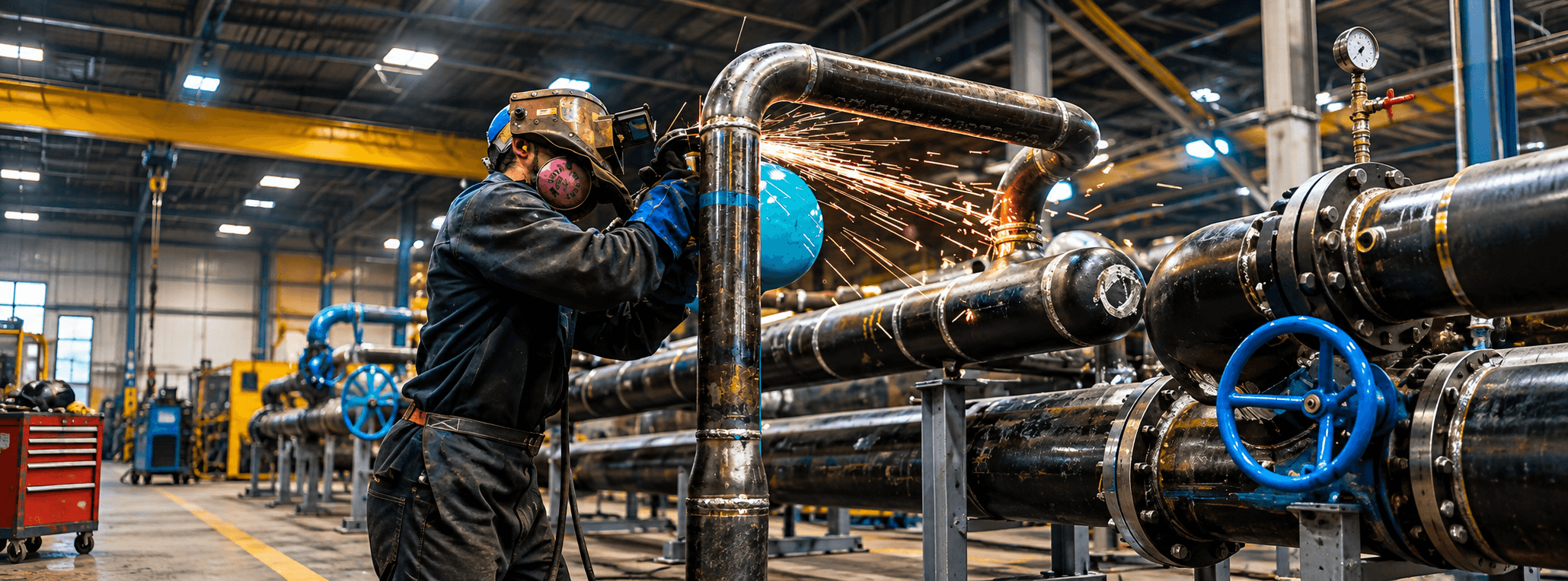 Industrial pipe welding and fabrication facility